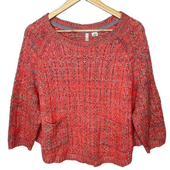 Anthropologie Moth Coral Marled Swing Sweater Large - Picture 14 of 15
